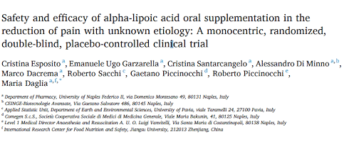 Een supplement met alpha-lipoic acid verlicht pijnklachten waarvoor artsen geen verklaring hebben. Een betrekkelijk hoge dosis van 800 milligram per dag werkt even goed als de helft daarvan.
