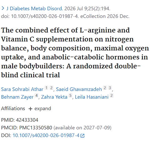 Wat gebeurt er als bodybuilders dagelijks 3 gram arginine en een halve gram vitamine C innemen?