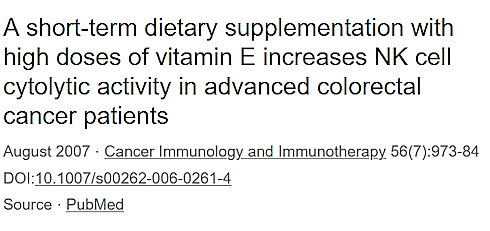 NK-cel functioneert beter door suppletie met vitamine E